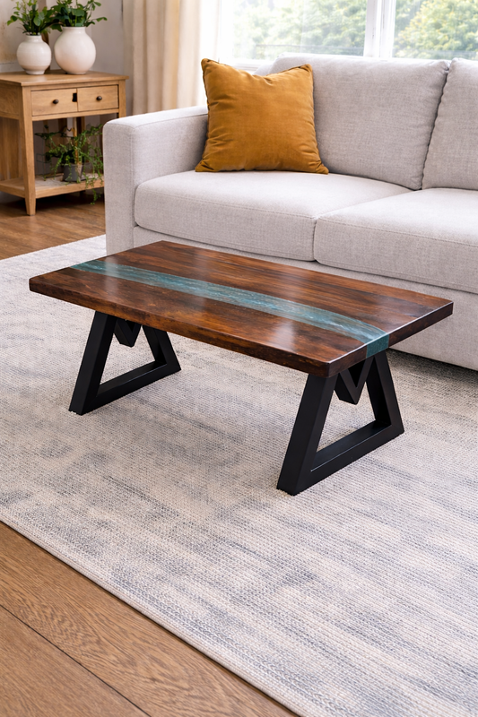 Handmade Epoxy River Coffee Table