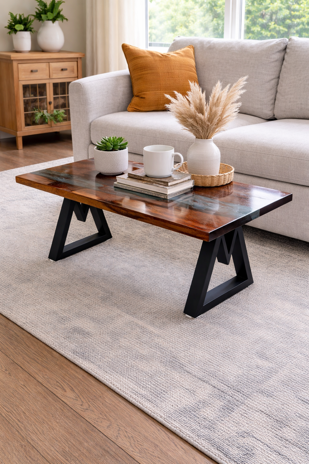 Handmade Epoxy River Coffee Table